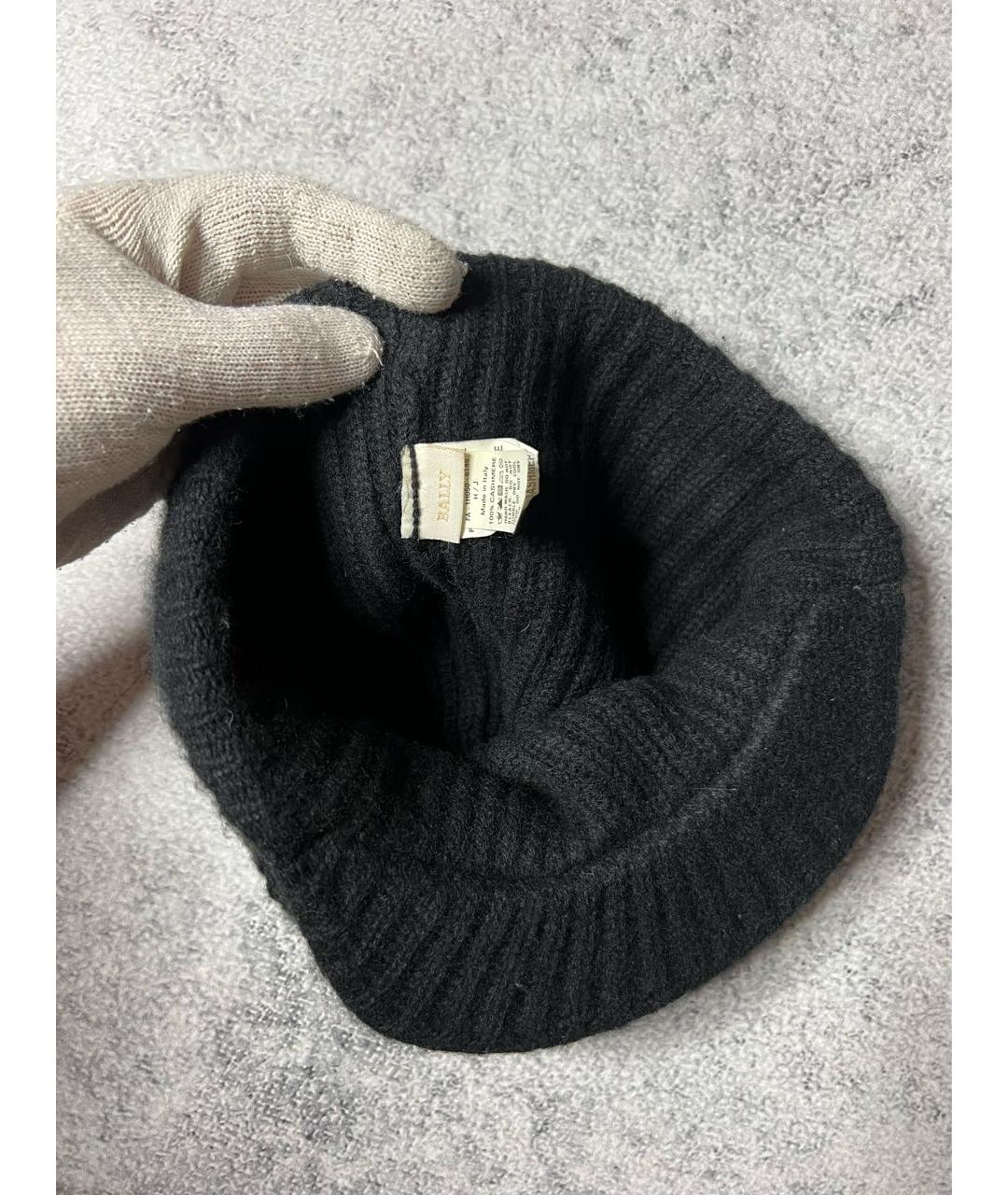 BALLY Черная кашемировая шапка, фото 5