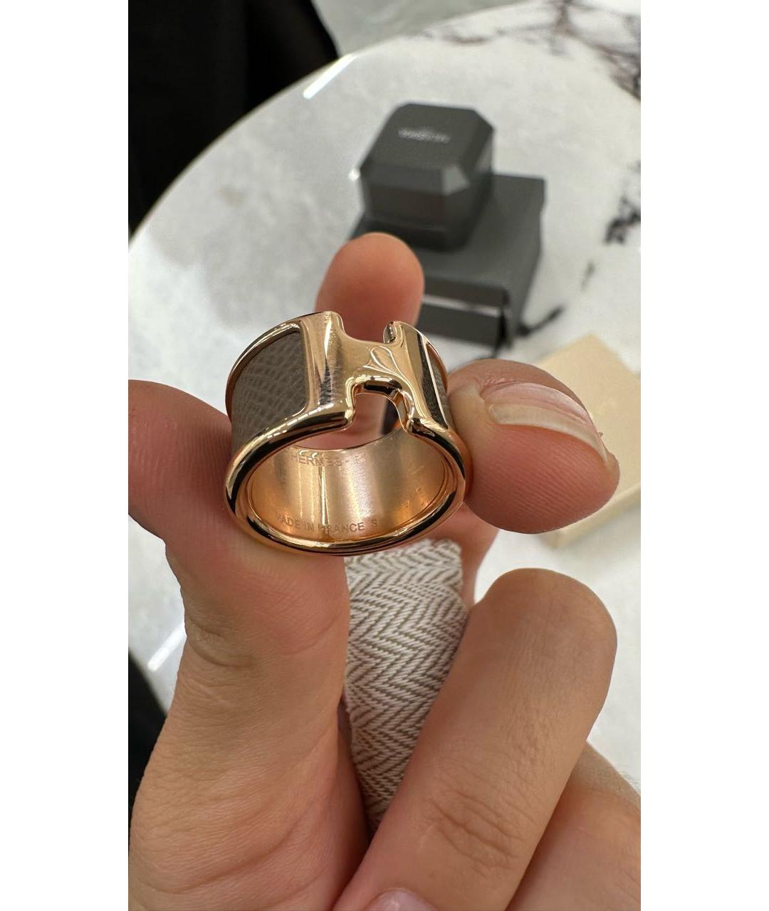 HERMES Бежевое латунное кольцо, фото 3