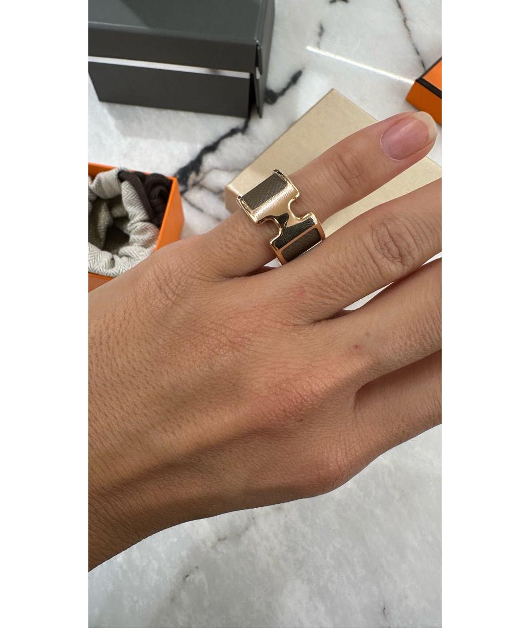 HERMES Бежевое латунное кольцо, фото 2