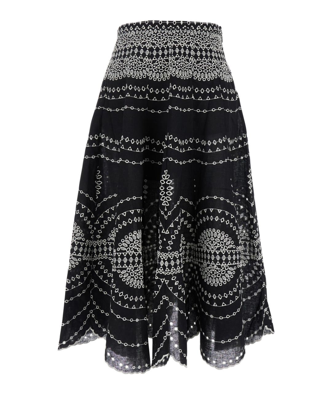 CHARO RUIZ Черная хлопковая юбка миди, фото 1