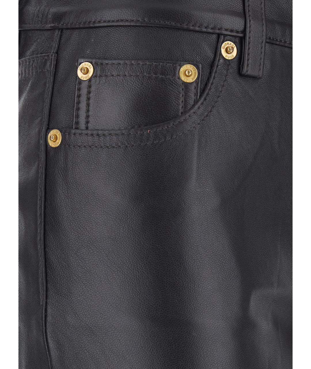 MICHAEL MICHAEL KORS Коричневые кожаные прямые брюки, фото 3