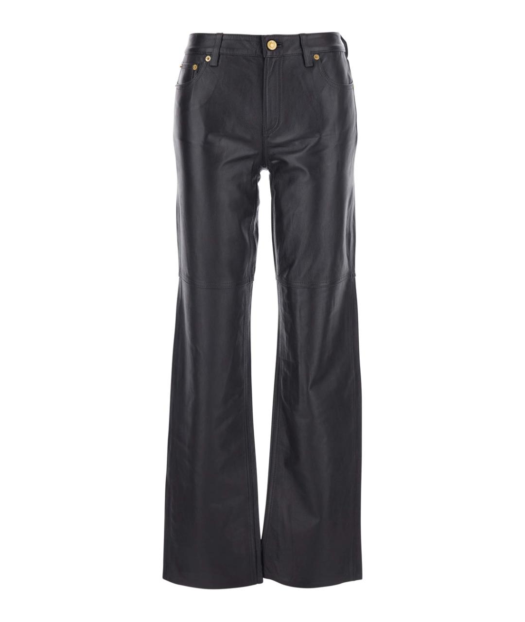 MICHAEL MICHAEL KORS Коричневые кожаные прямые брюки, фото 1