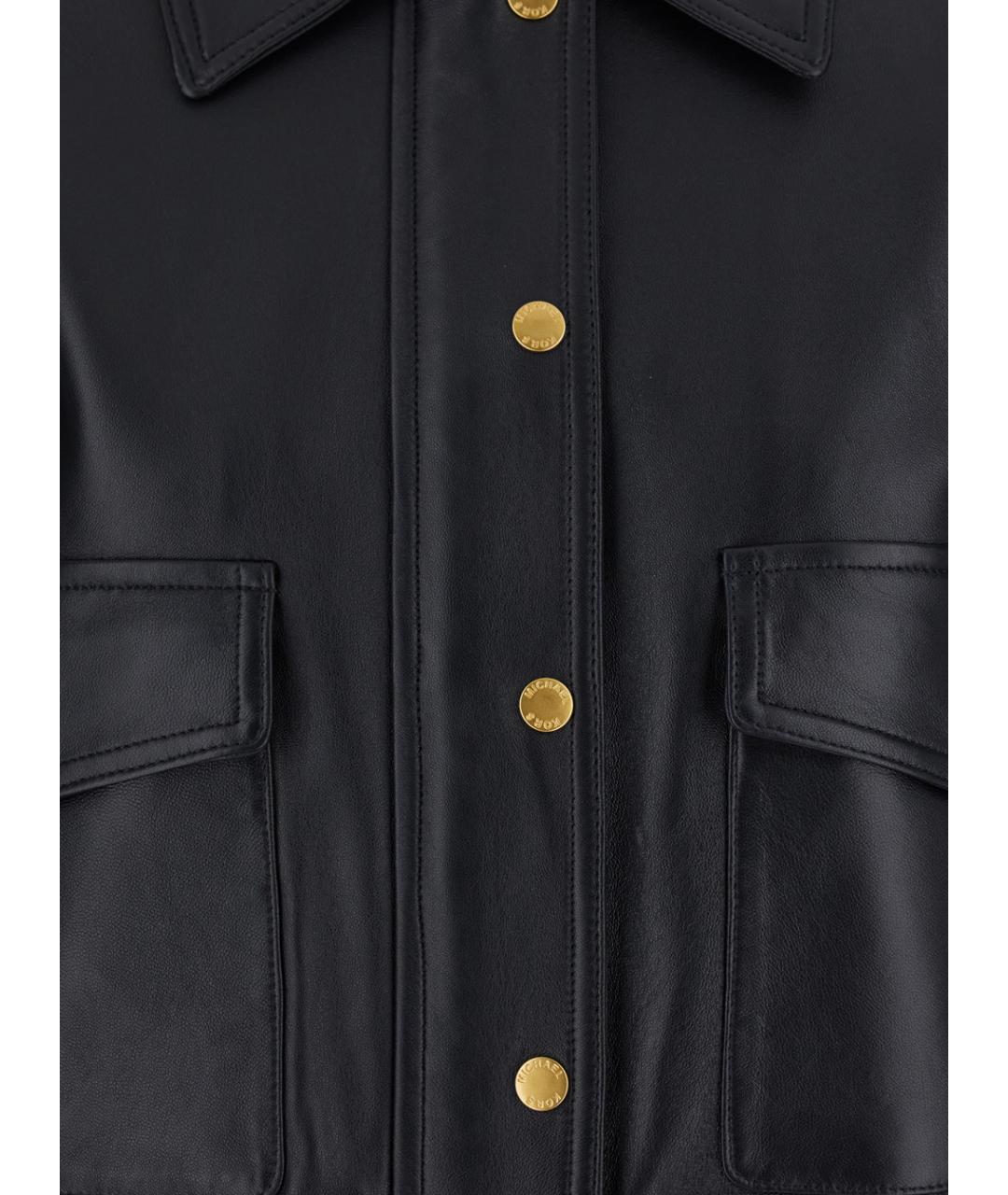 MICHAEL MICHAEL KORS Черная кожаная куртка, фото 3