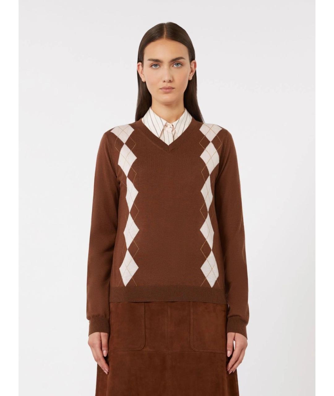 MAX MARA STUDIO Коричневый шерстяной джемпер / свитер, фото 3
