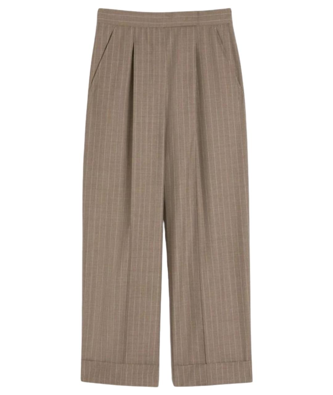 MAX MARA Бежевые шерстяные прямые брюки, фото 1