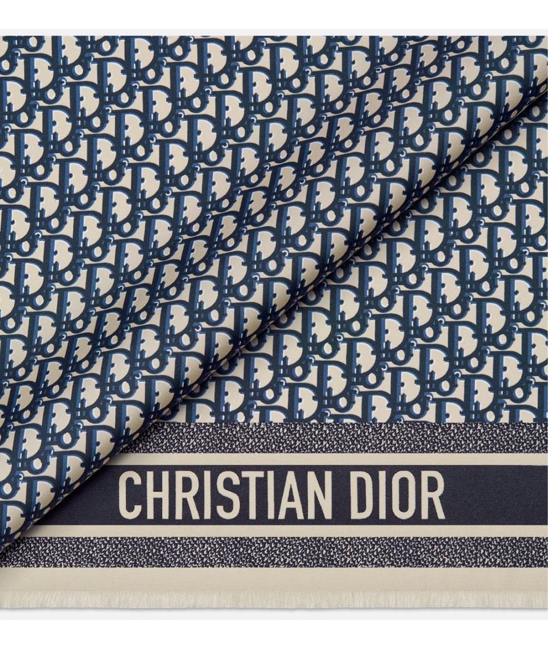 CHRISTIAN DIOR Синий шелковый платок, фото 6