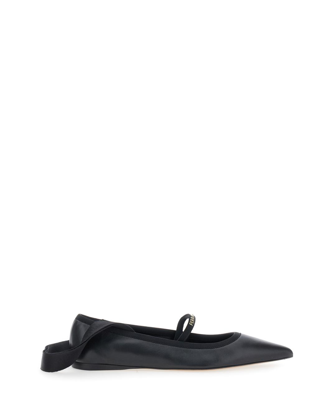 FERRAGAMO Черные кожаные балетки, фото 1