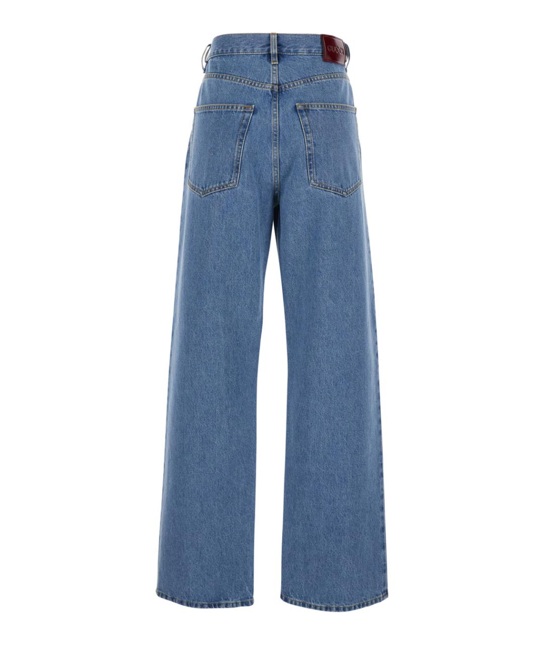 GUCCI Синие хлопковые прямые джинсы, фото 2