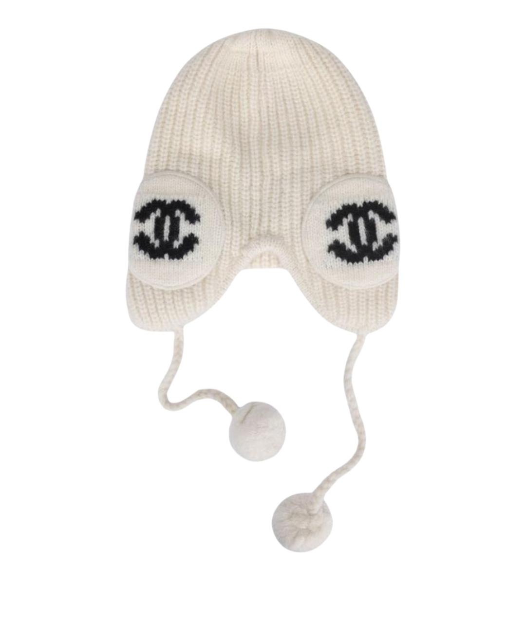 CHANEL Белая шерстяная шапка, фото 1