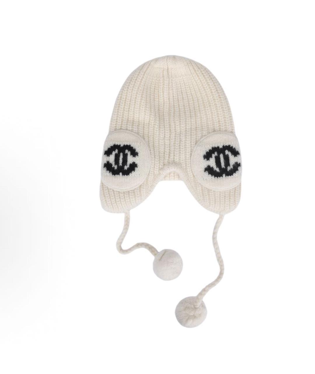 CHANEL Белая шерстяная шапка, фото 5