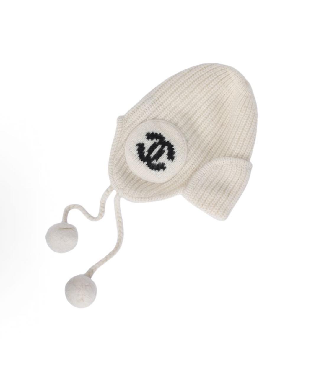 CHANEL Белая шерстяная шапка, фото 3