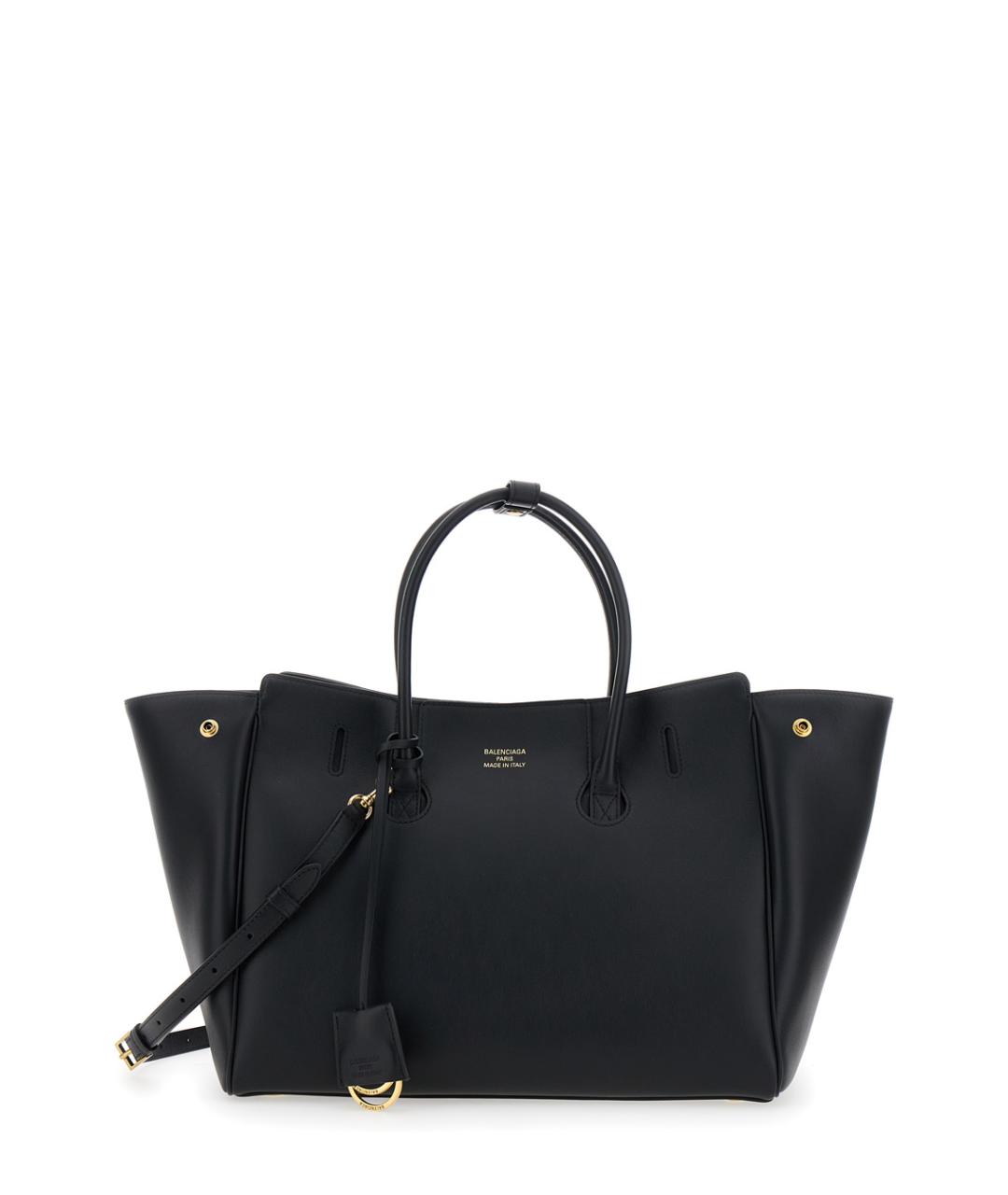 BALENCIAGA Черная кожаная сумка тоут, фото 1