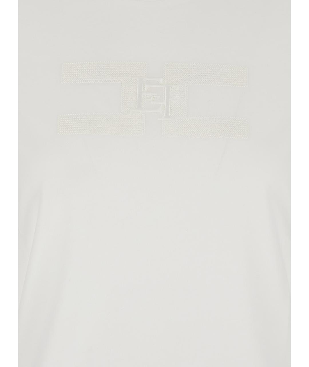 ELISABETTA FRANCHI Белая хлопковая футболка, фото 3