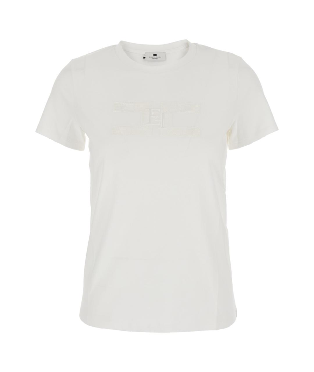 ELISABETTA FRANCHI Белая хлопковая футболка, фото 1