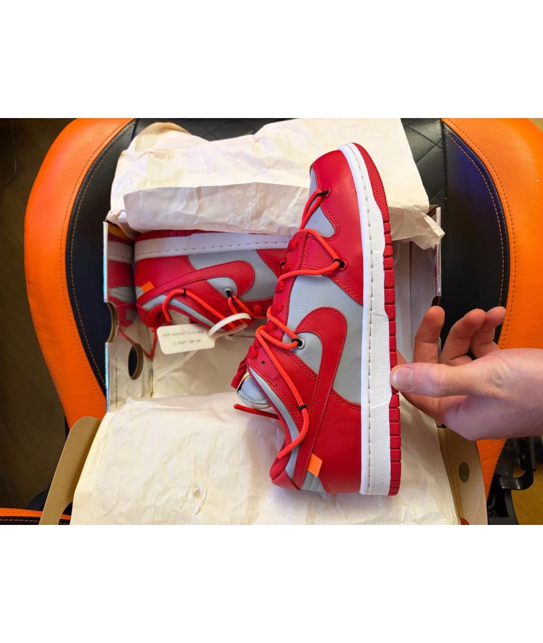 NIKE X OFF-WHITE Красные кожаные низкие кроссовки / кеды, фото 3