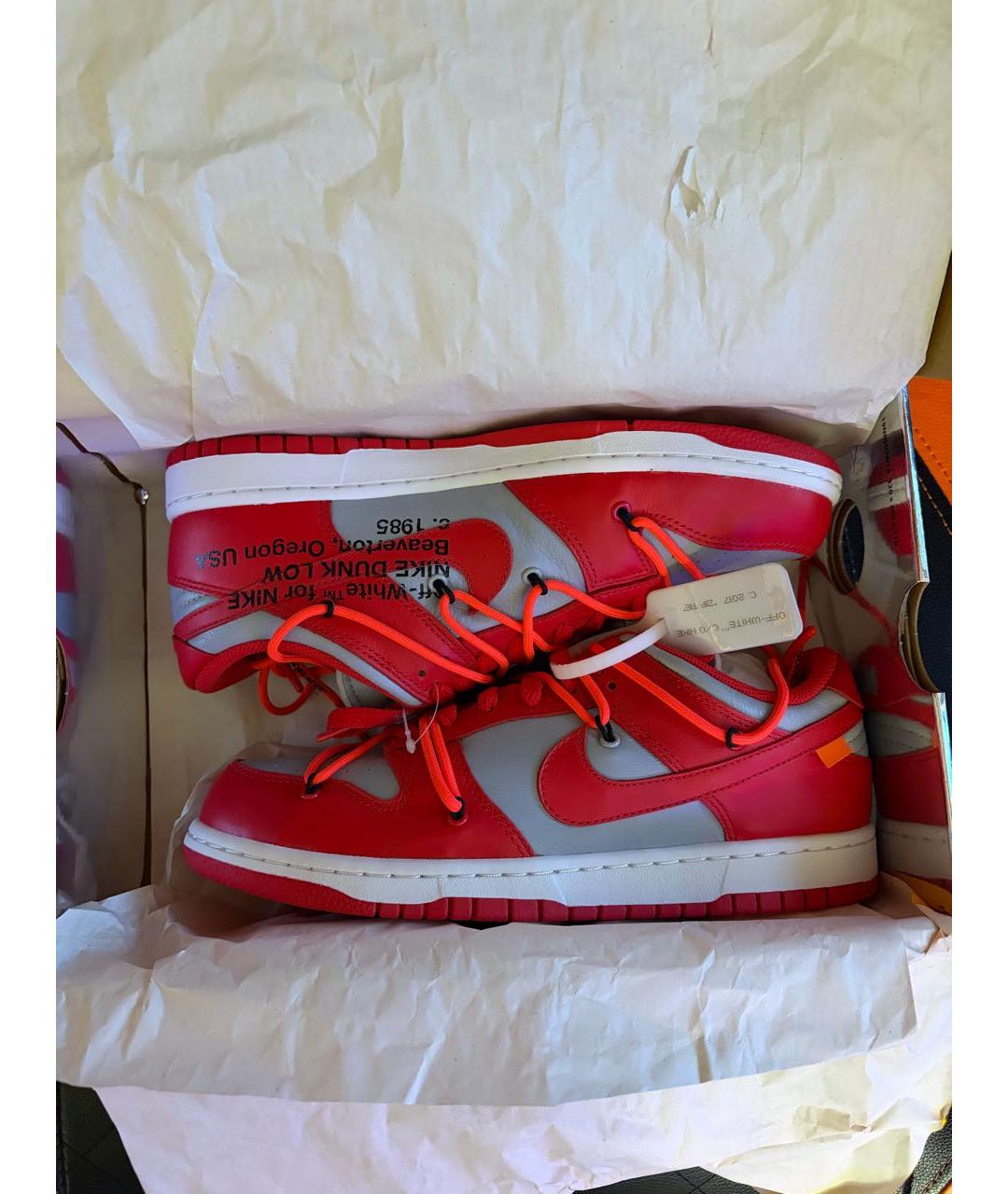 NIKE X OFF-WHITE Красные кожаные низкие кроссовки / кеды, фото 2