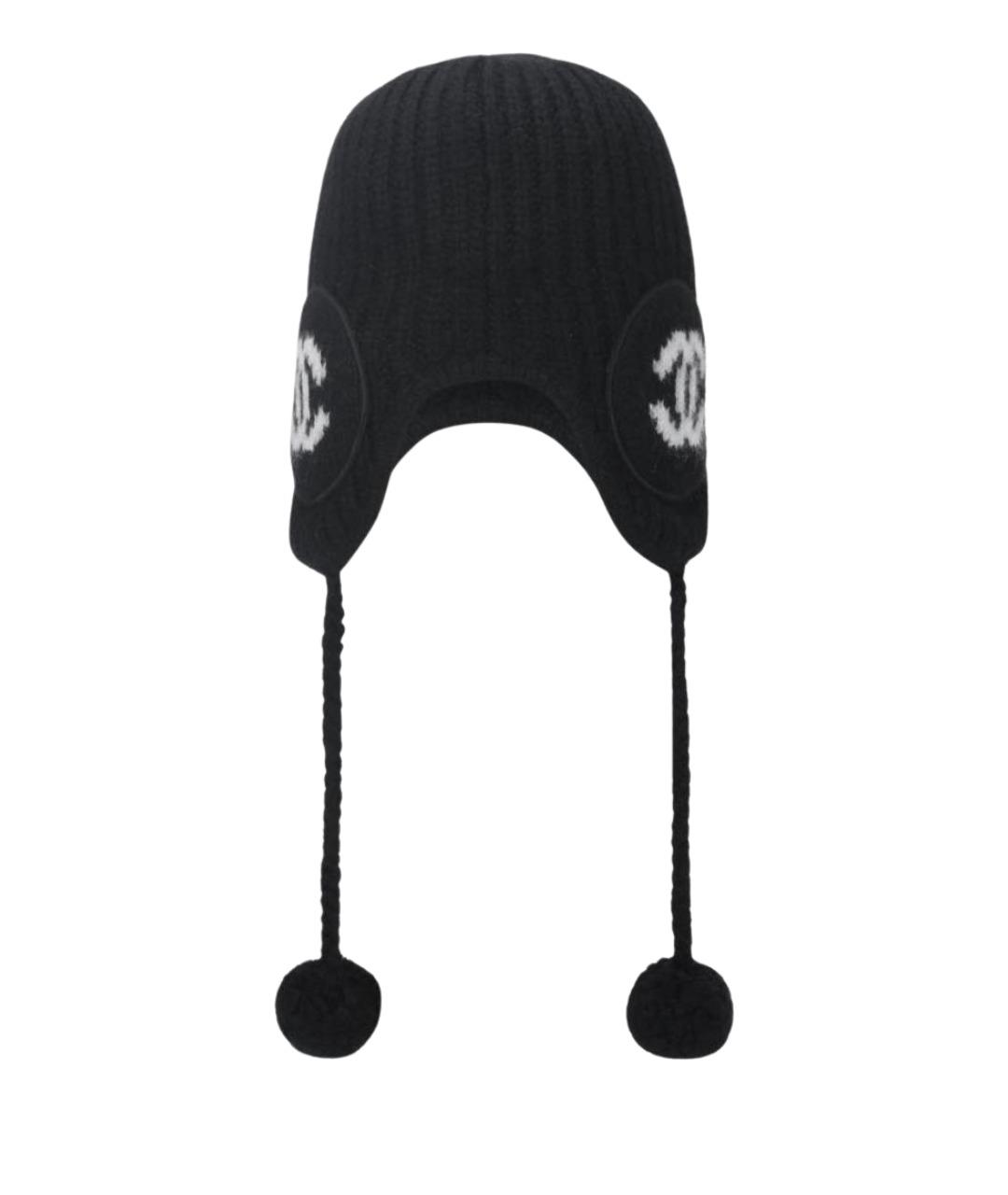 CHANEL Черная шерстяная шапка, фото 1
