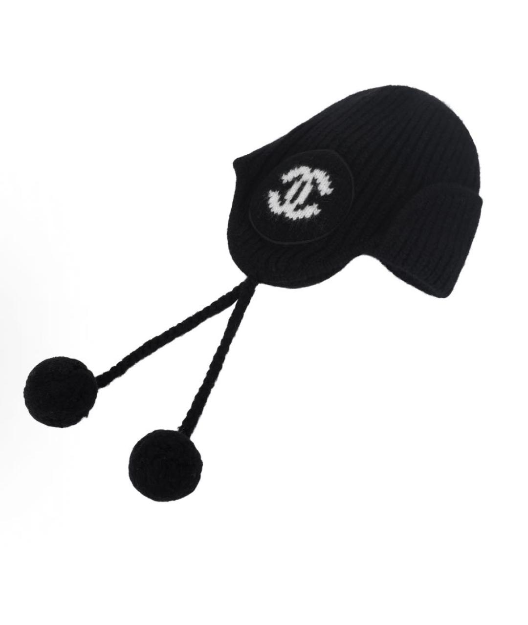 CHANEL Черная шерстяная шапка, фото 4