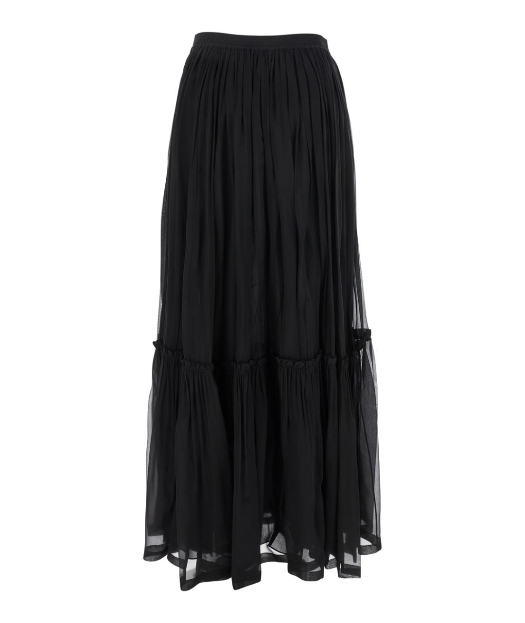 SAINT LAURENT Черная шелковая юбка макси, фото 2