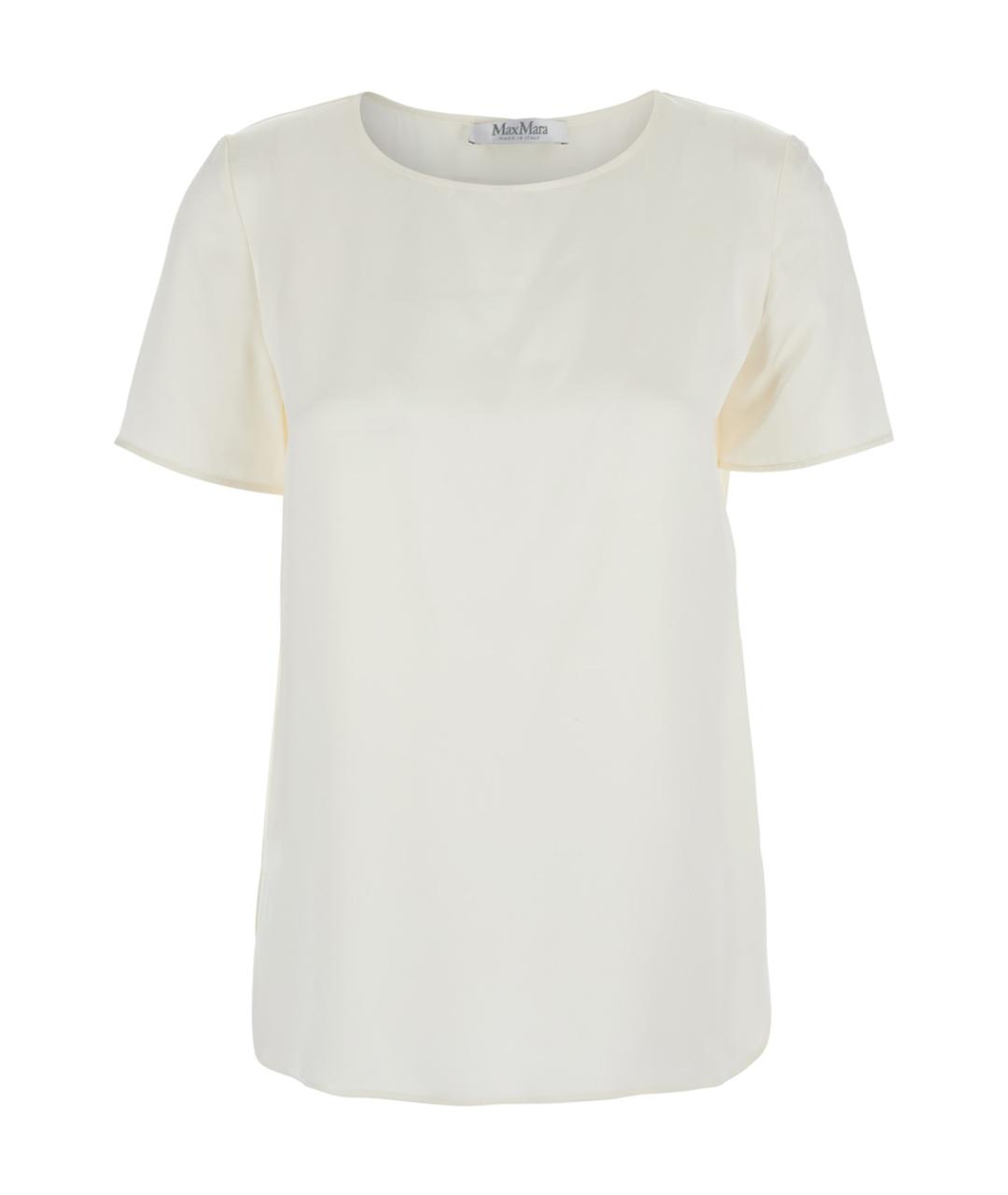 MAX MARA Белая шелковая футболка, фото 1