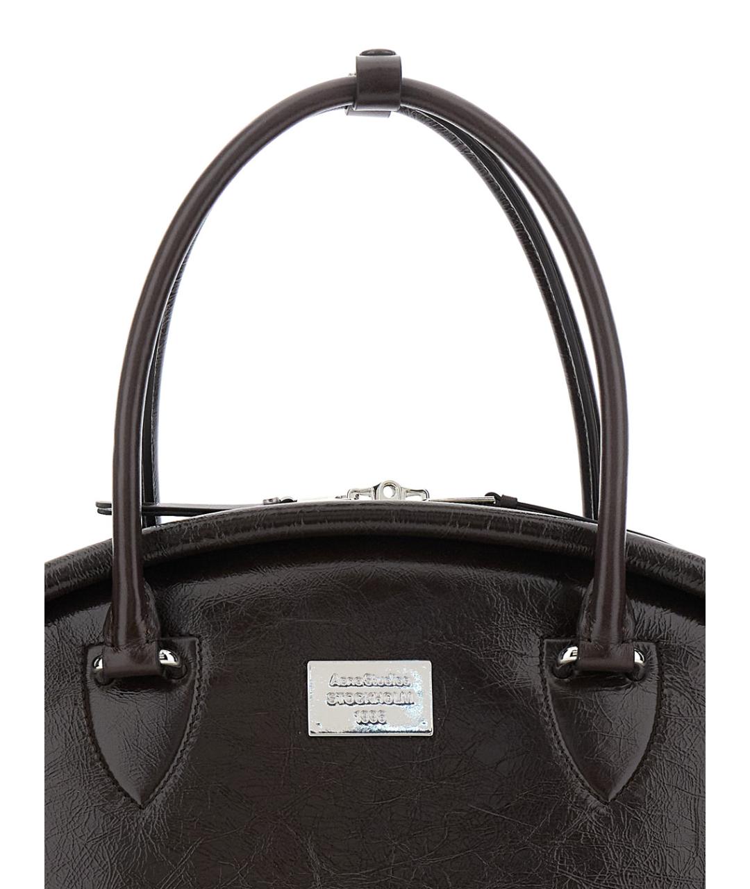 ACNE STUDIOS Коричневая кожаная сумка с короткими ручками, фото 3