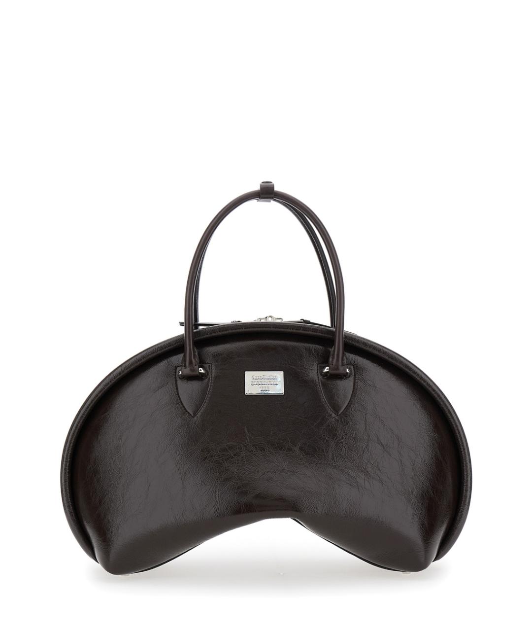 ACNE STUDIOS Коричневая кожаная сумка с короткими ручками, фото 1