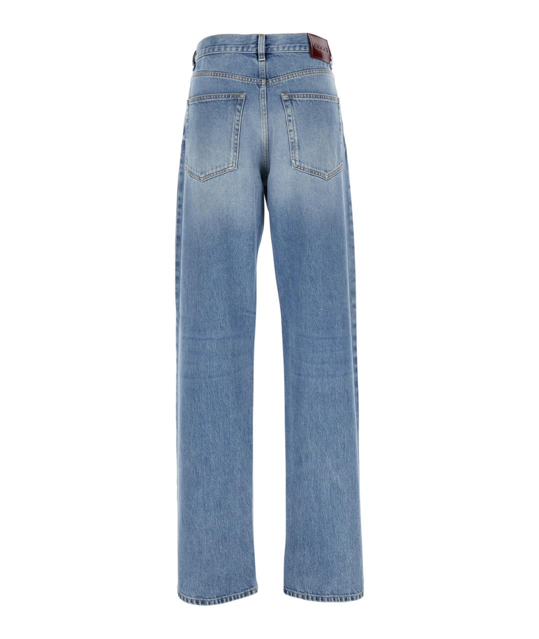 GUCCI Синие хлопковые прямые джинсы, фото 2