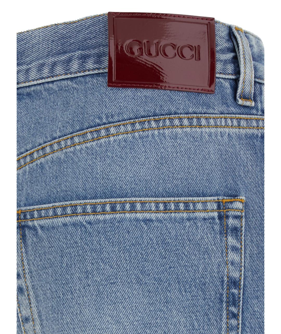 GUCCI Синие хлопковые прямые джинсы, фото 3