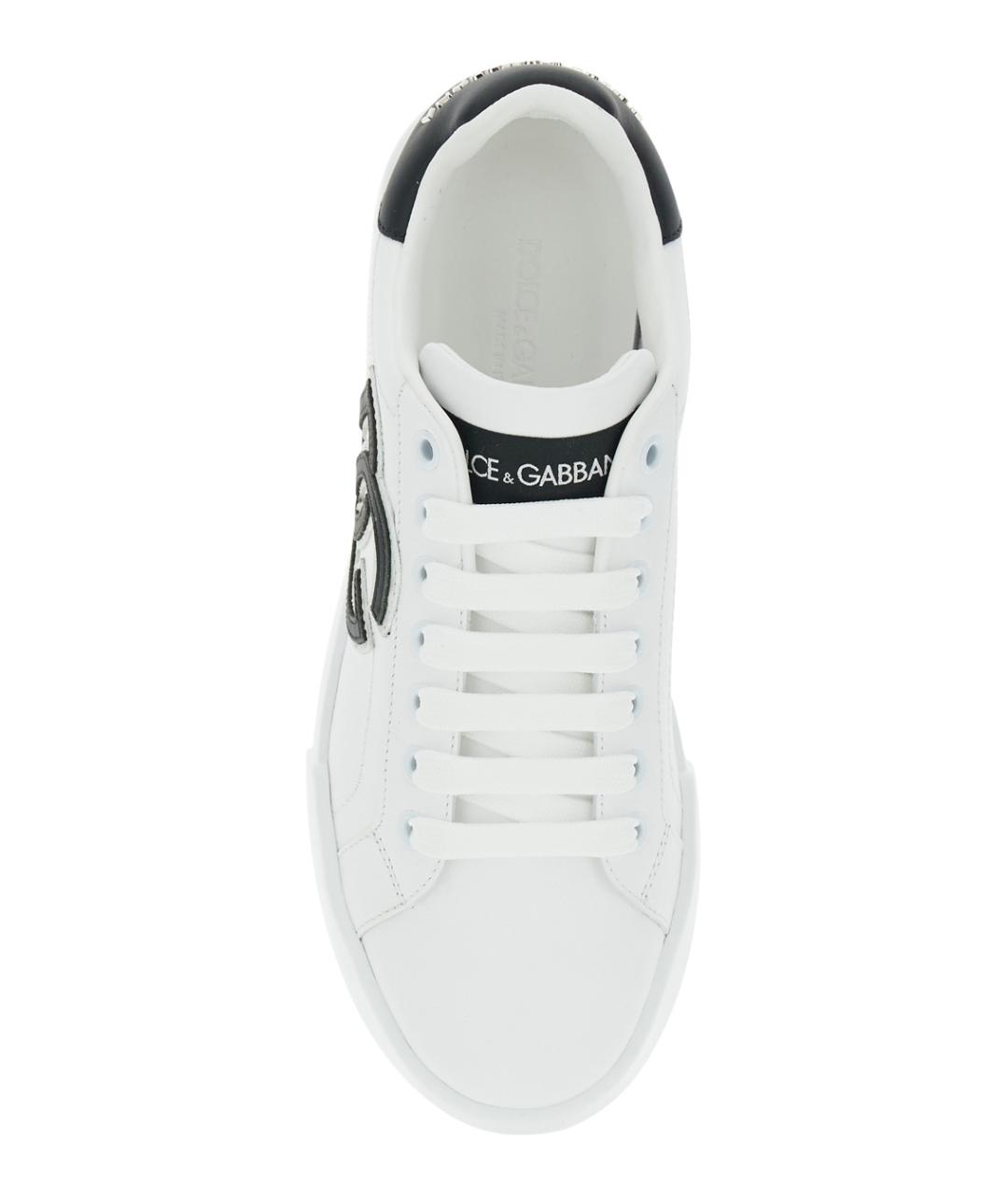 DOLCE&GABBANA Белые кожаные кроссовки, фото 4