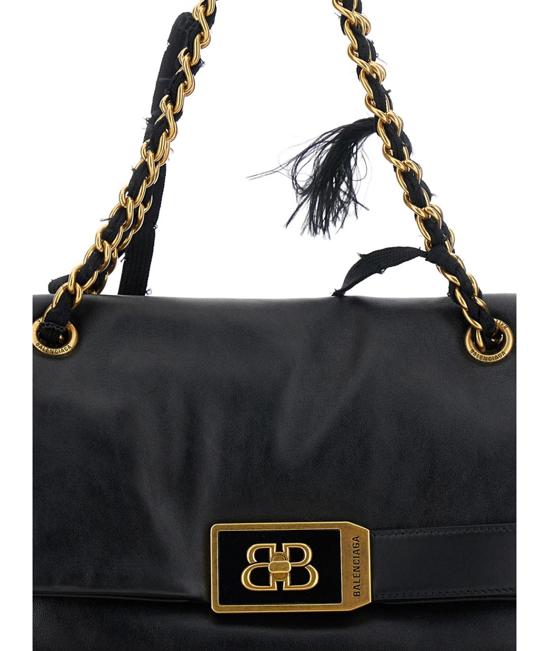 BALENCIAGA Черная кожаная сумка через плечо, фото 3