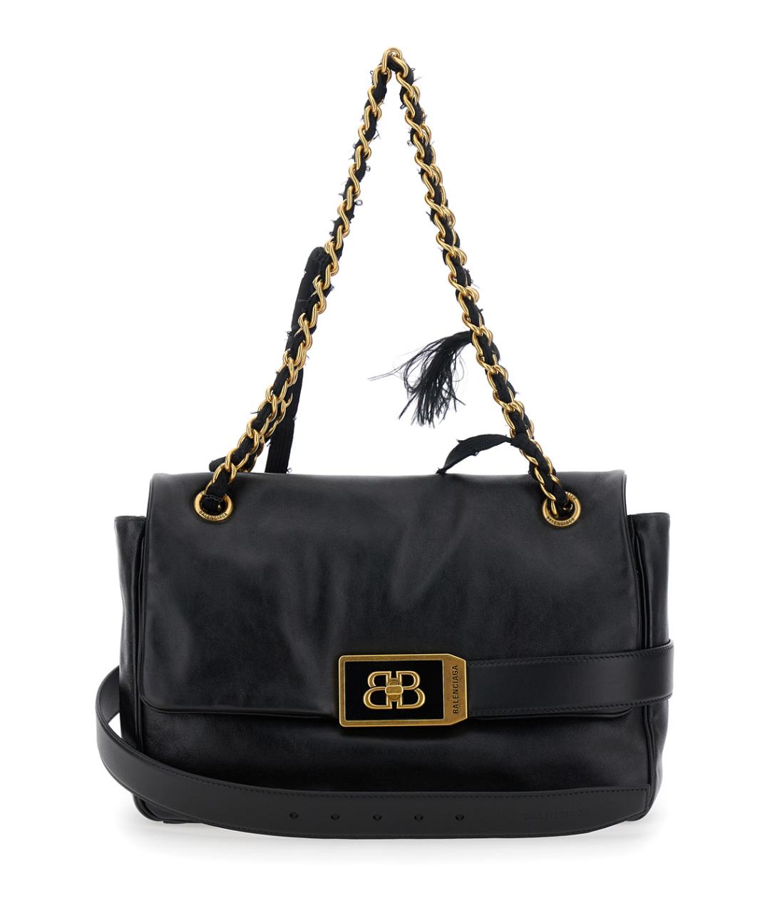 BALENCIAGA Черная кожаная сумка через плечо, фото 1
