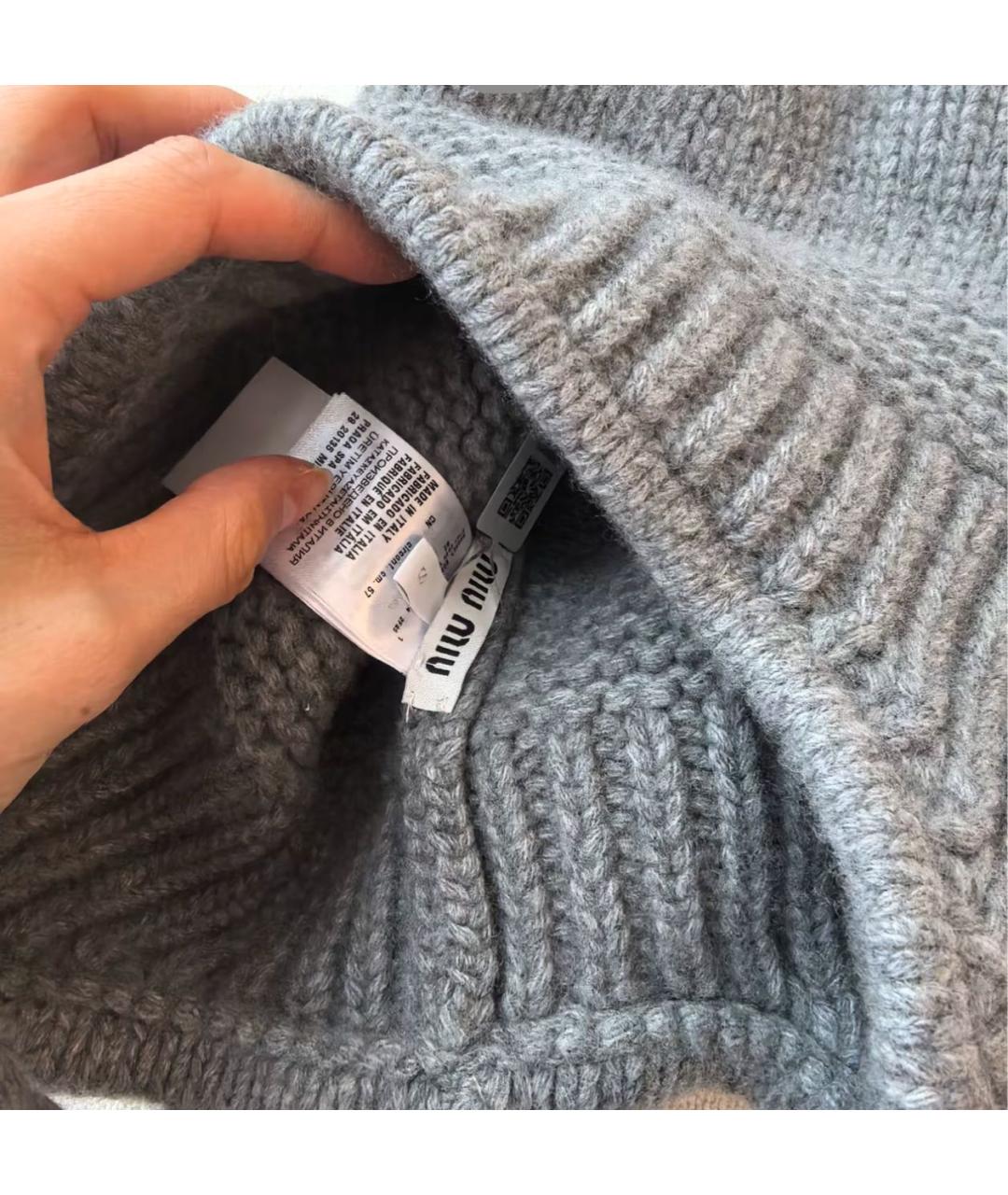 MIU MIU Серая кашемировая шапка, фото 7