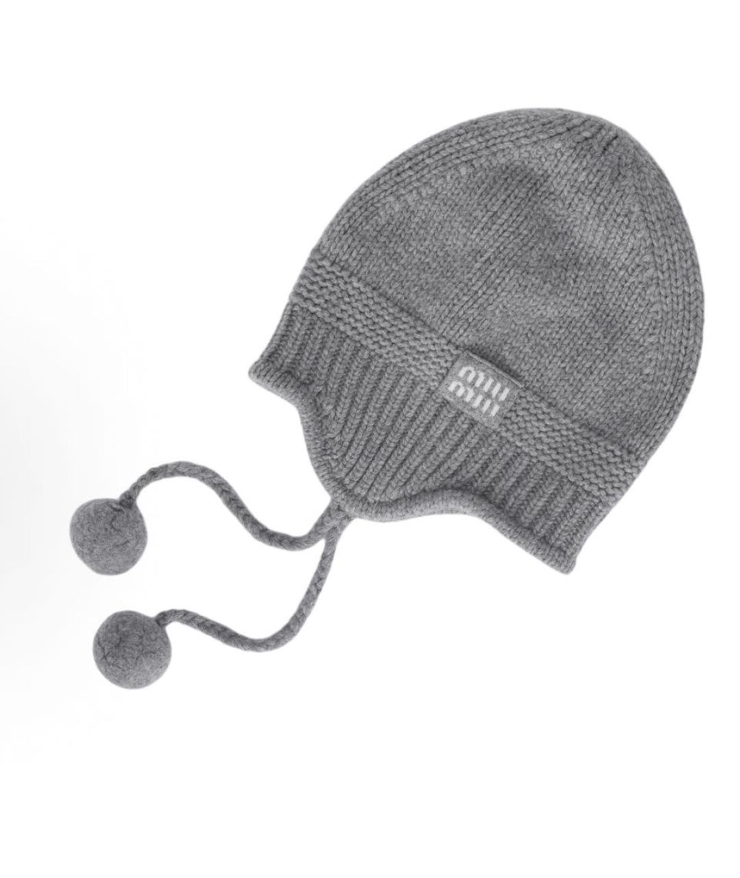 MIU MIU Серая кашемировая шапка, фото 3