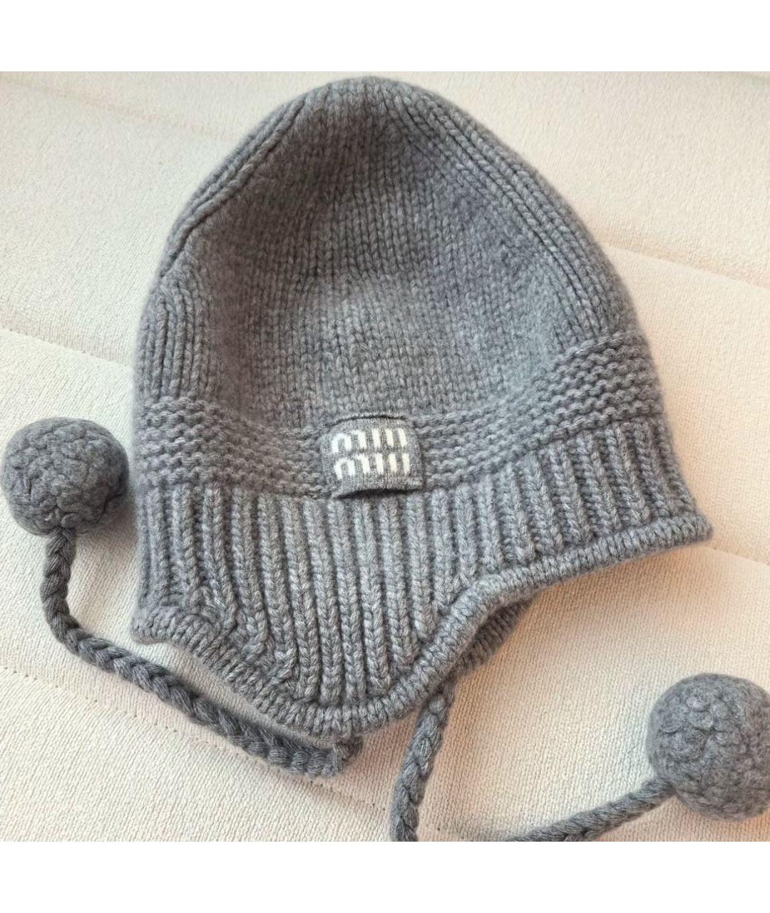 MIU MIU Серая кашемировая шапка, фото 6