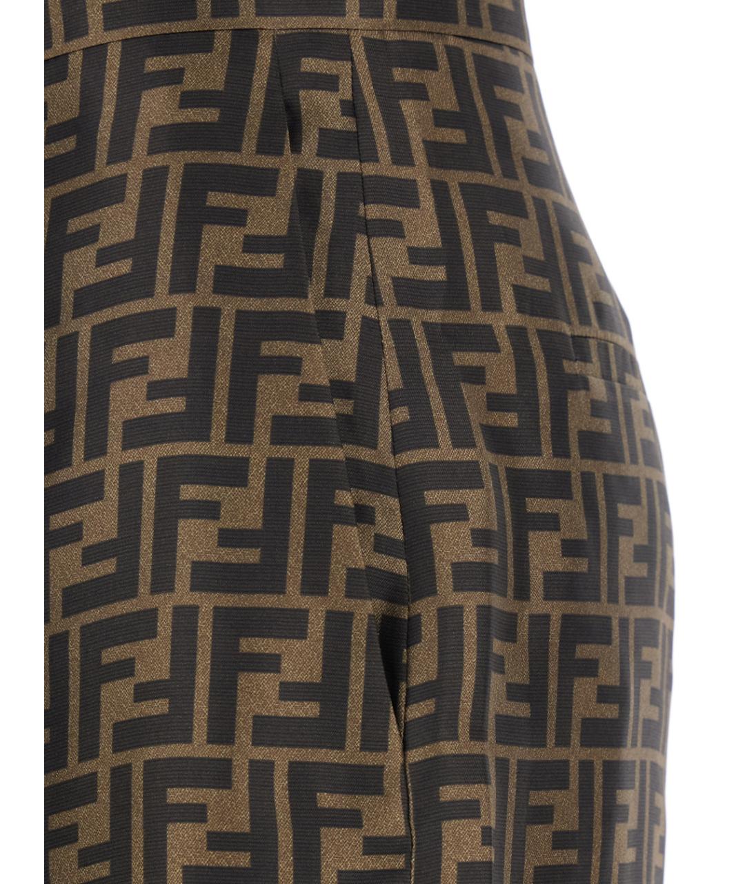 FENDI Коричневые шелковые брюки широкие, фото 3