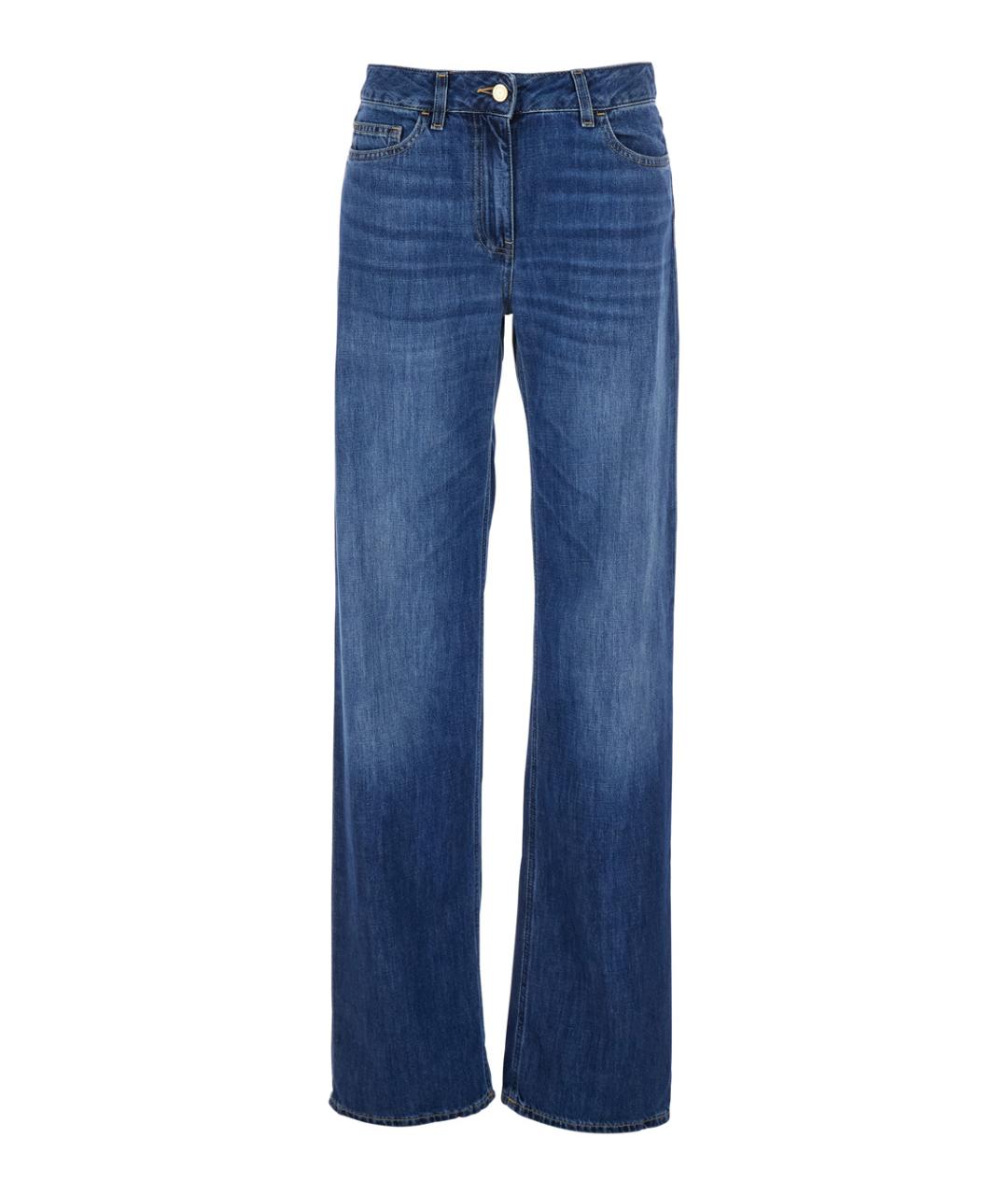 ELISABETTA FRANCHI Синие хлопковые прямые джинсы, фото 1