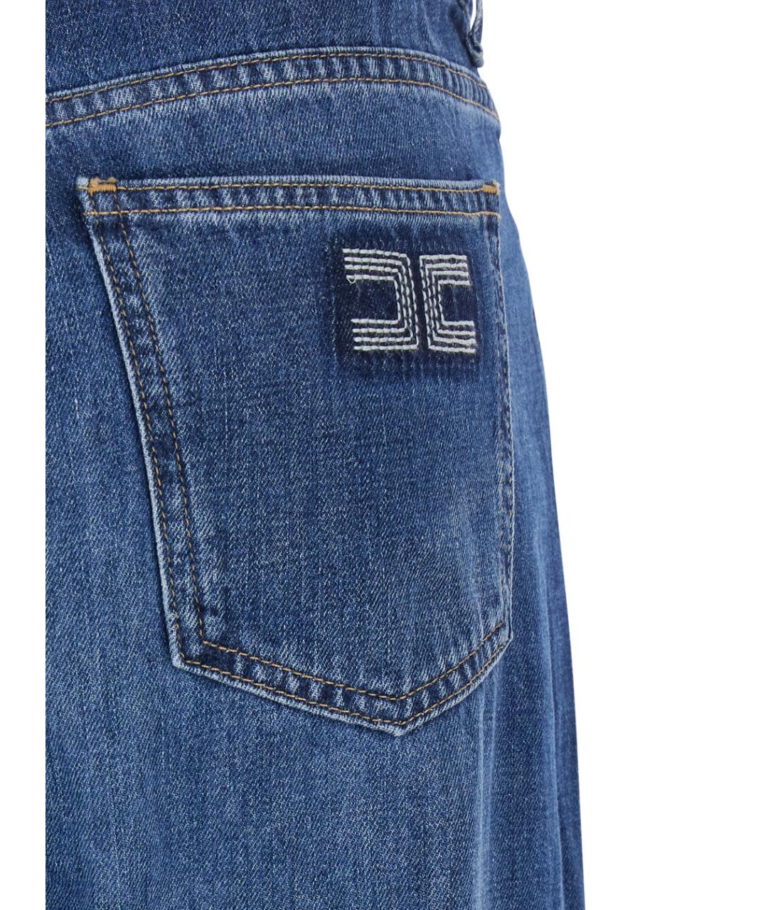 ELISABETTA FRANCHI Синие хлопковые прямые джинсы, фото 3