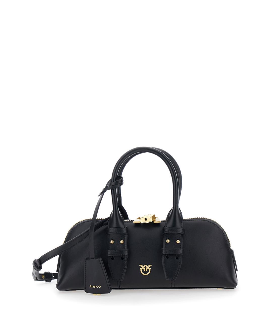 PINKO Черная кожаная сумка с короткими ручками, фото 1