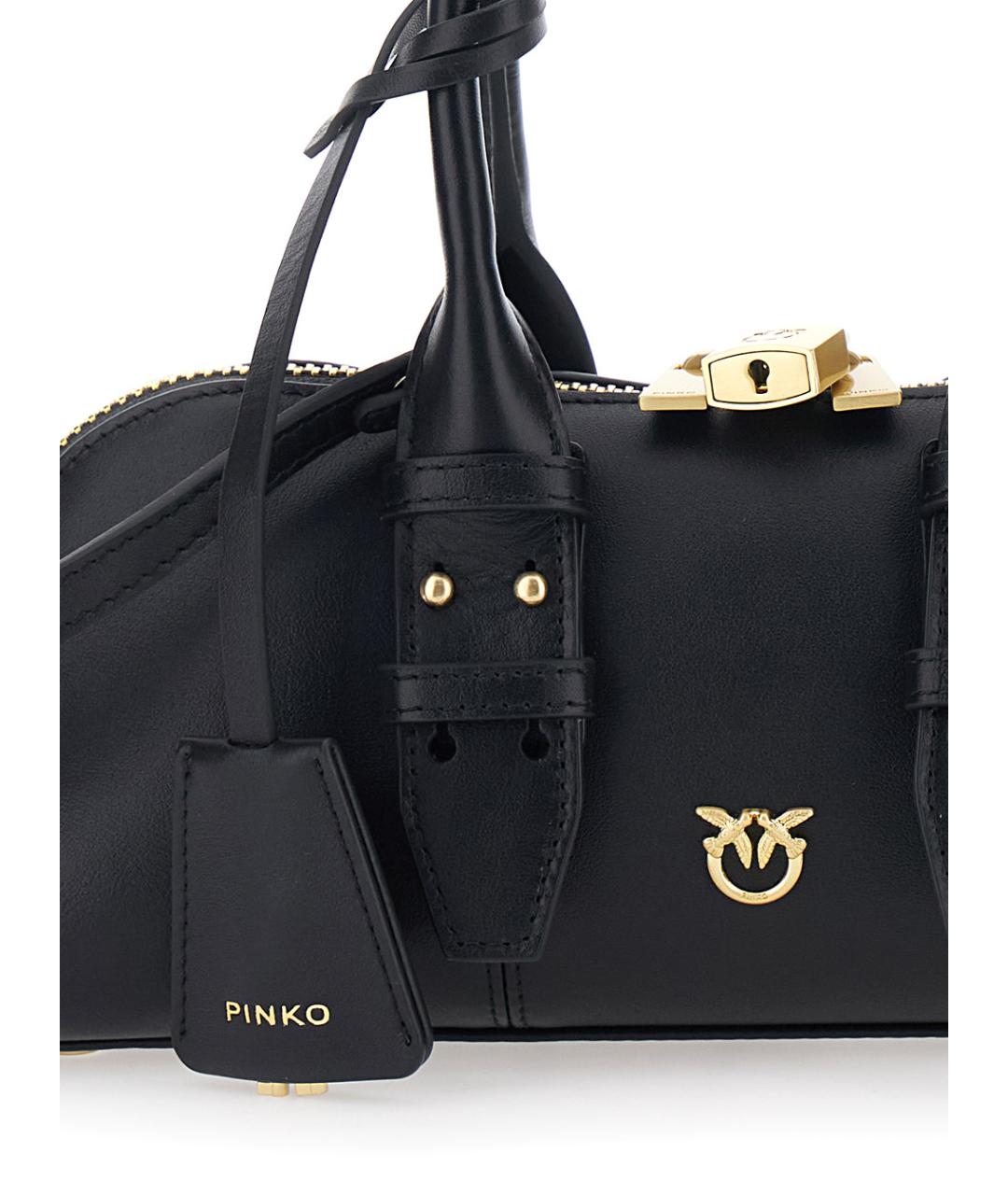 PINKO Черная кожаная сумка с короткими ручками, фото 3