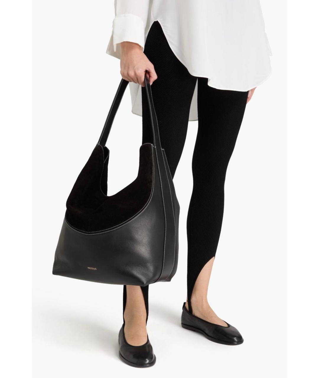 NEOUS Черная кожаная сумка тоут, фото 3