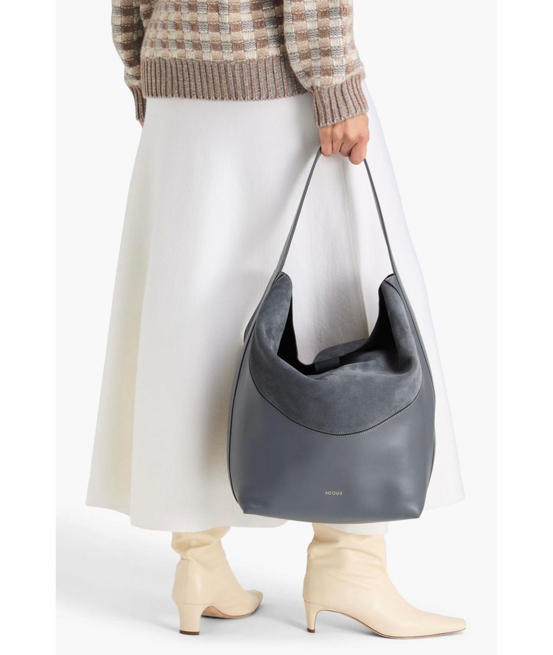 NEOUS Серая кожаная сумка тоут, фото 2