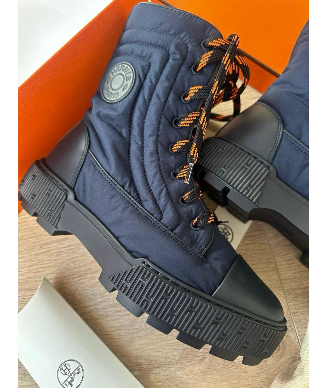HERMES Темно-синие текстильные ботинки, фото 2