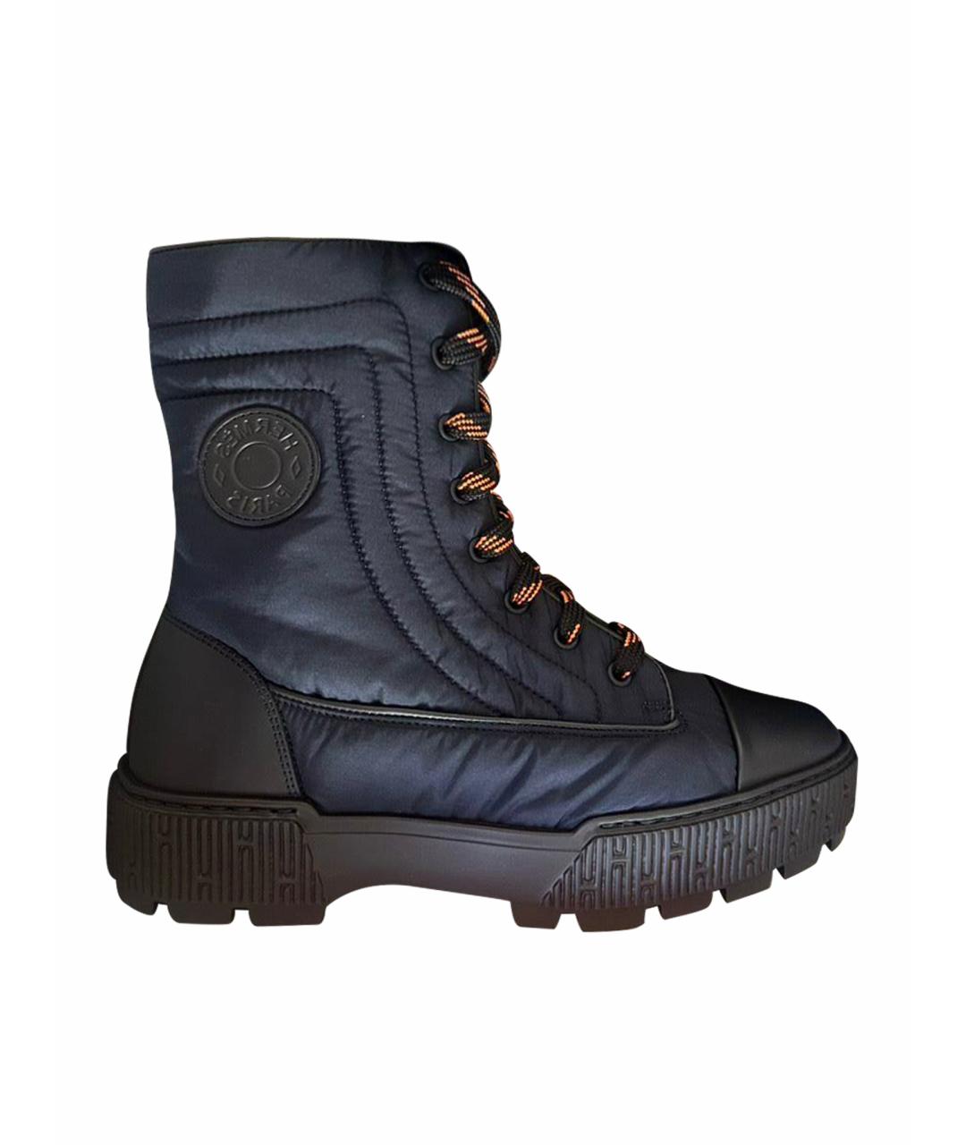 HERMES Темно-синие текстильные ботинки, фото 1