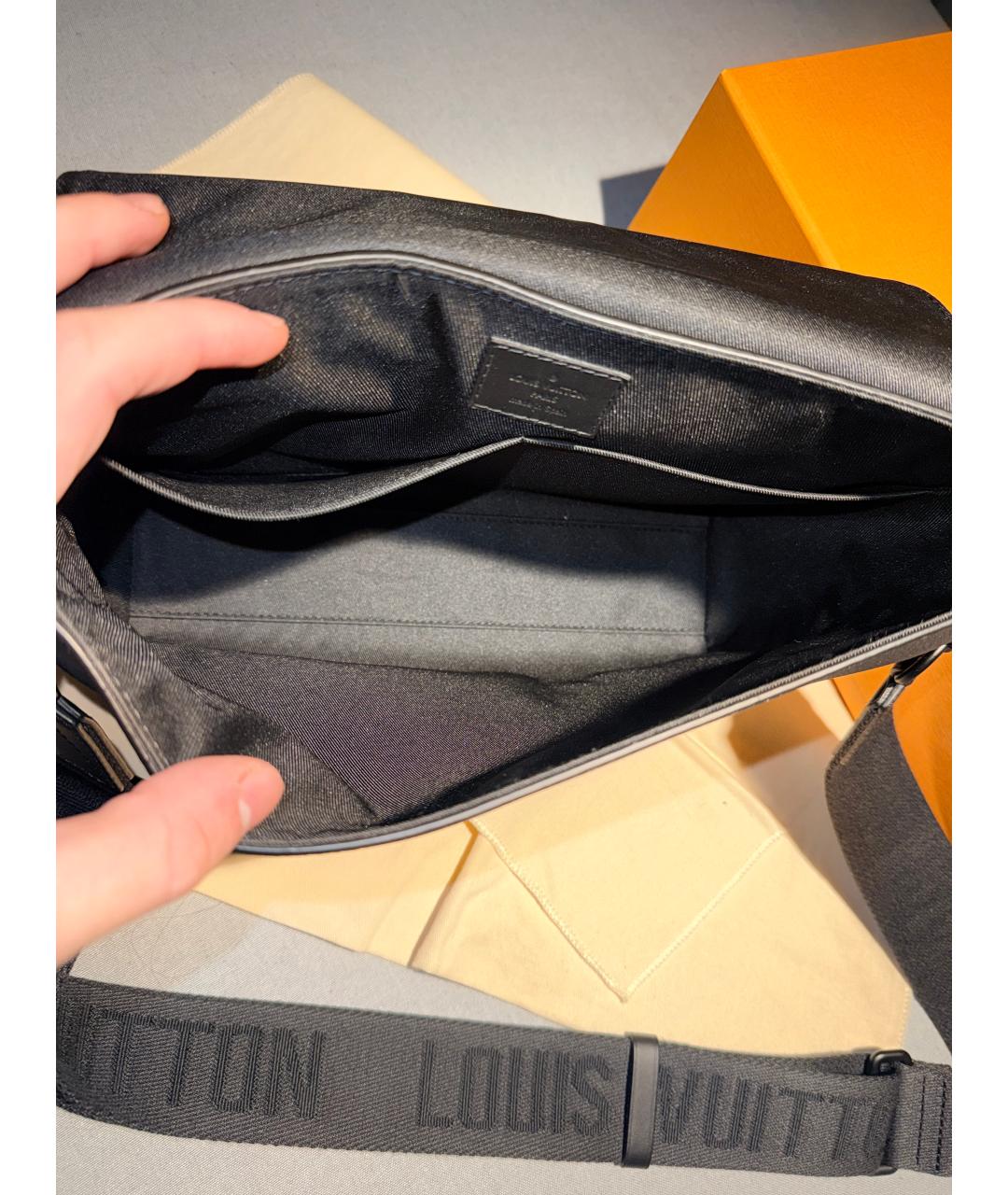 LOUIS VUITTON Черная кожаная сумка на плечо, фото 3