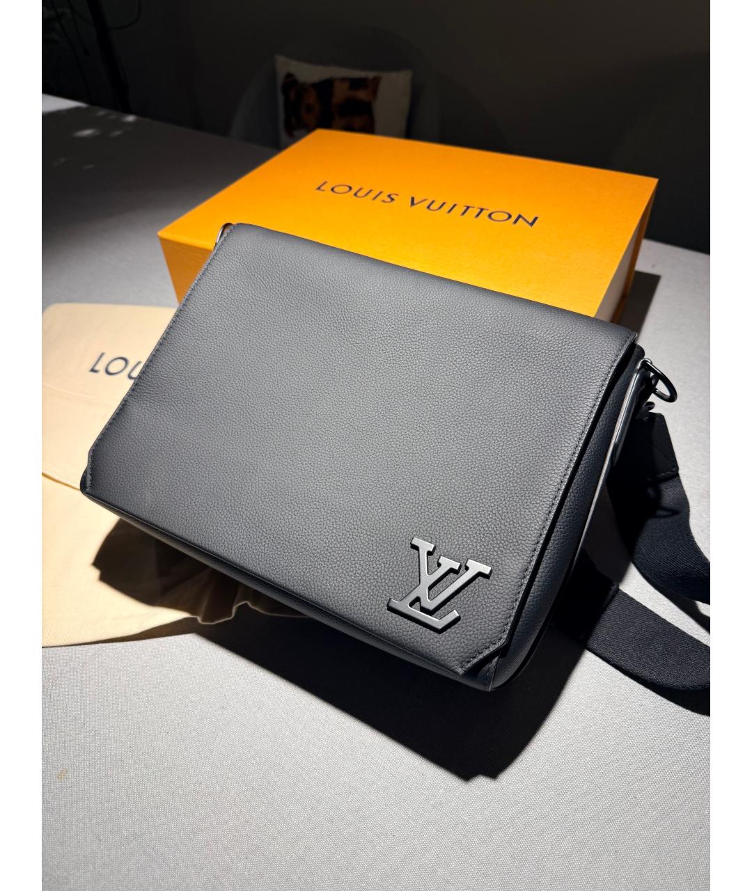 LOUIS VUITTON Черная кожаная сумка на плечо, фото 7