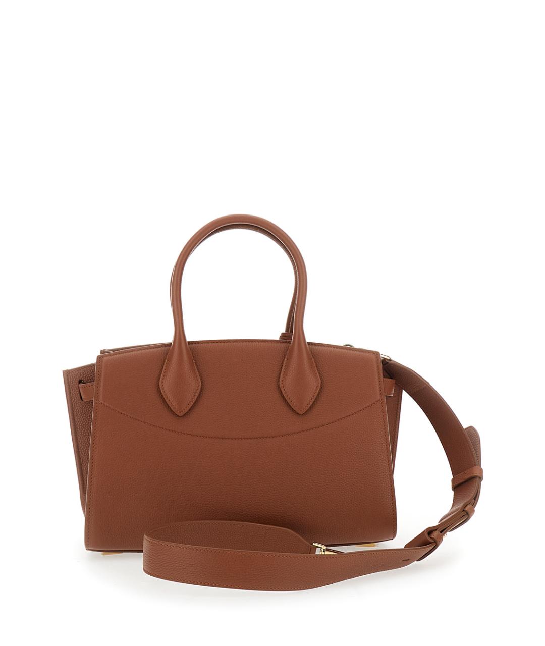 FERRAGAMO Коричневая кожаная сумка с короткими ручками, фото 2