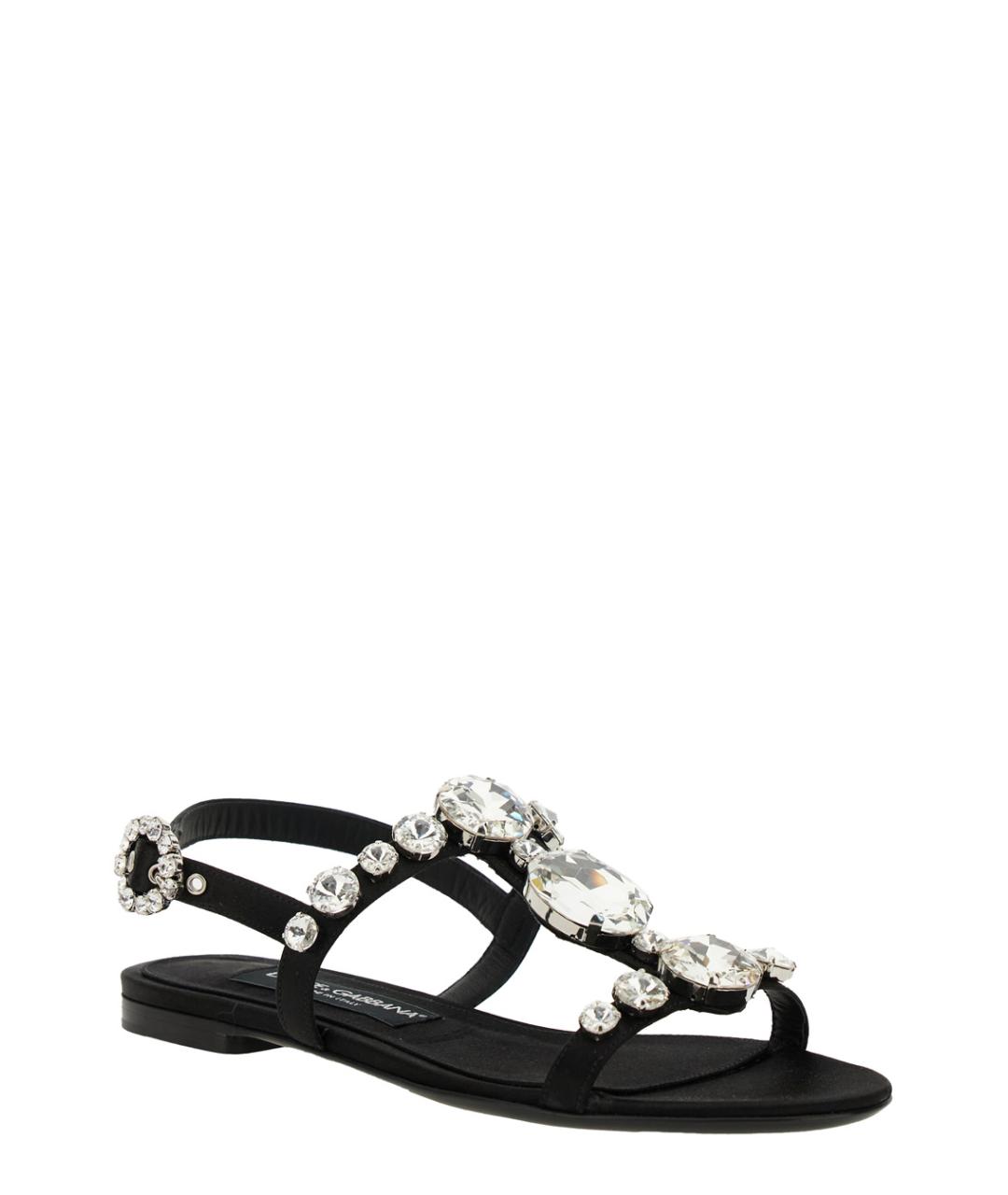 DOLCE&GABBANA Черные текстильные босоножки, фото 2