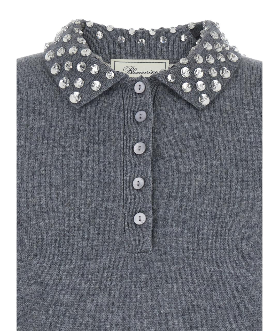 BLUMARINE Серая шерстяная футболка, фото 3