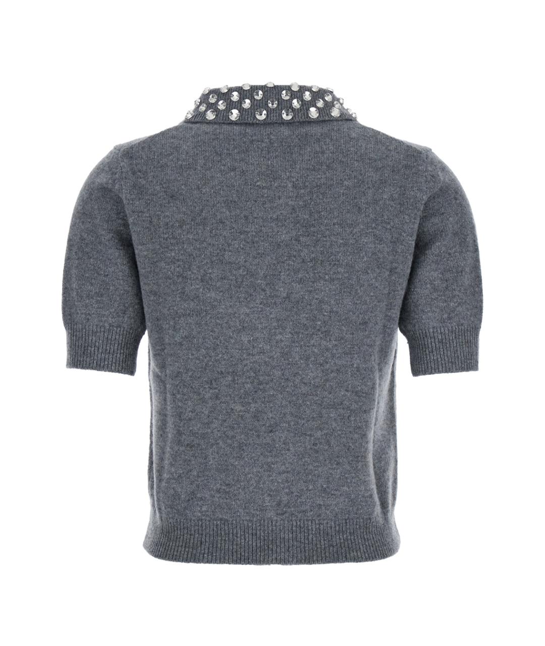 BLUMARINE Серая шерстяная футболка, фото 2