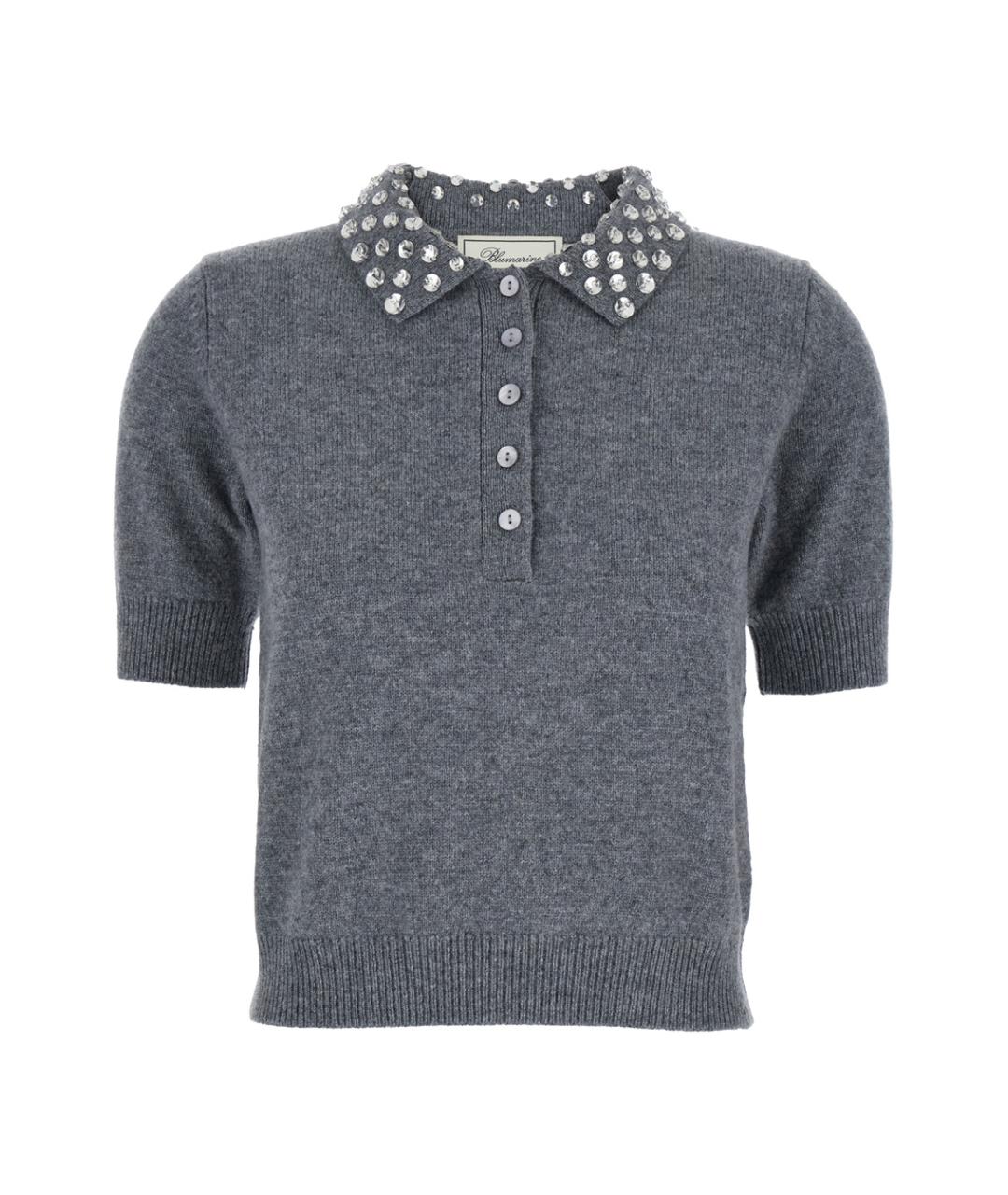 BLUMARINE Серая шерстяная футболка, фото 1